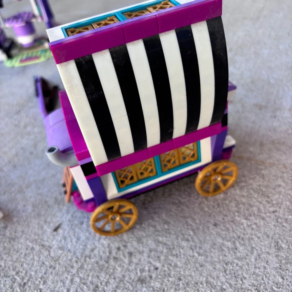 LEGO Friends Magical Funfair 41688 41689 Kids Purple Ferris Wheel Caravan Used